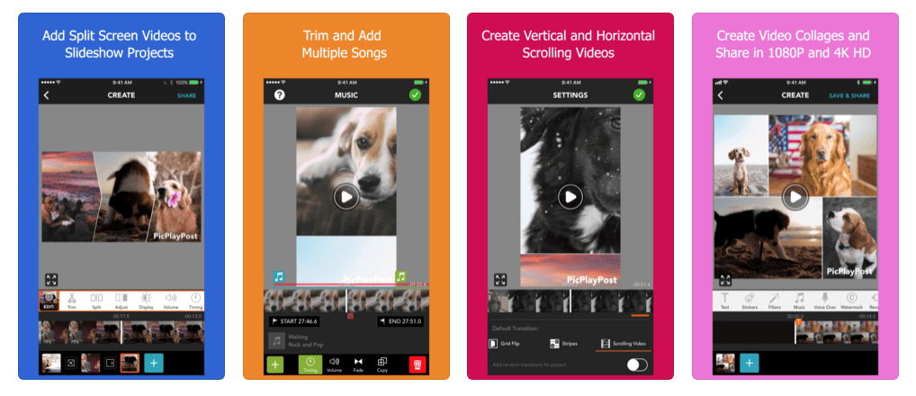 Tampilan aplikasi PicPlayPost di smartphone
